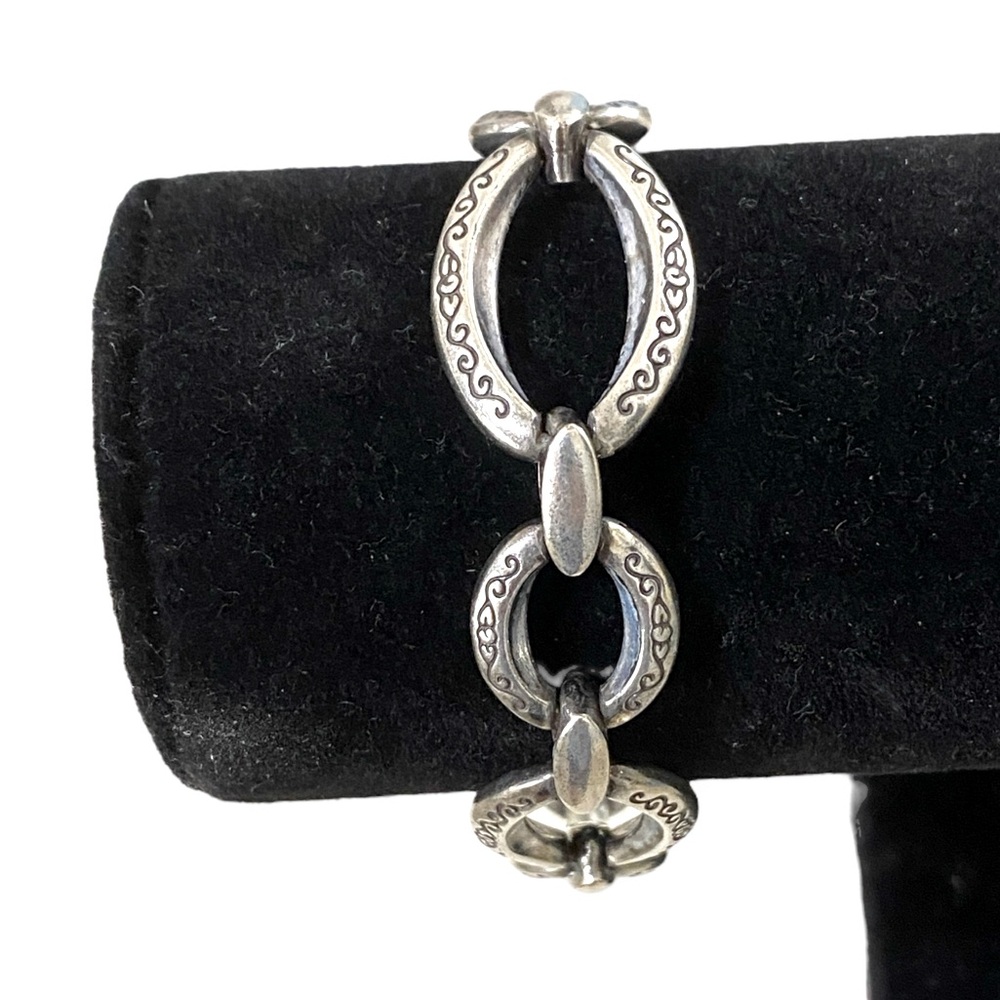 Brighton Silver Etched Toggle Adjustable Bracelet… - image 3